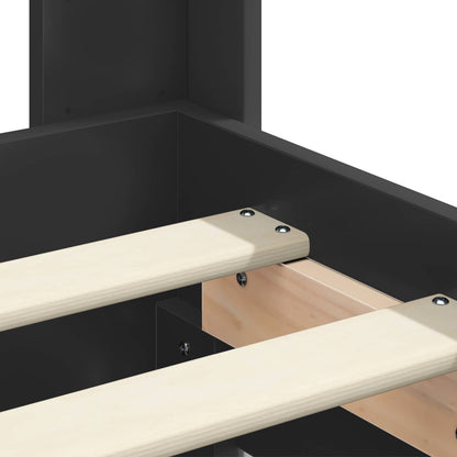 vidaXL Bed Frame with Storage and Headboard Black 140 x 200 cm