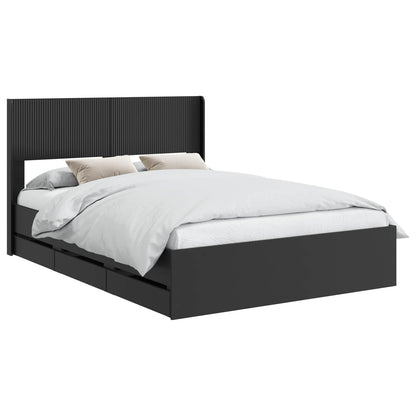 vidaXL Bed Frame with Storage and Headboard Black 140 x 200 cm