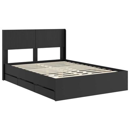 vidaXL Bed Frame with Storage and Headboard Black 140 x 200 cm