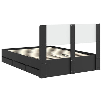 vidaXL Bed Frame with Storage and Headboard Black 140 x 200 cm