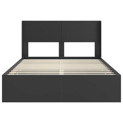 vidaXL Bed Frame with Storage and Headboard Black 140 x 200 cm
