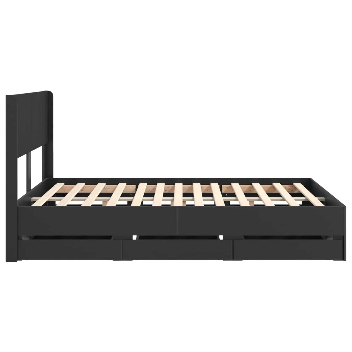 vidaXL Bed Frame with Storage and Headboard Black 140 x 200 cm