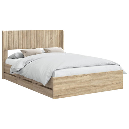 vidaXL Bed Frame with Storage and Headboard Sonoma Oak 140 x 200 cm
