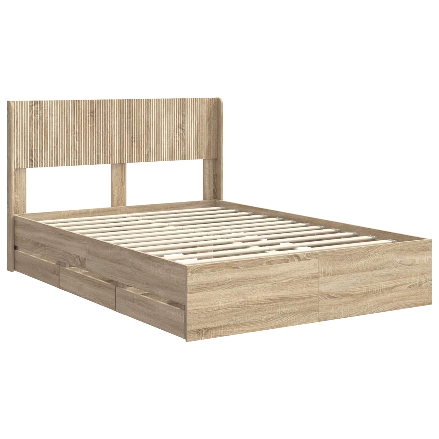 vidaXL Bed Frame with Storage and Headboard Sonoma Oak 140 x 200 cm