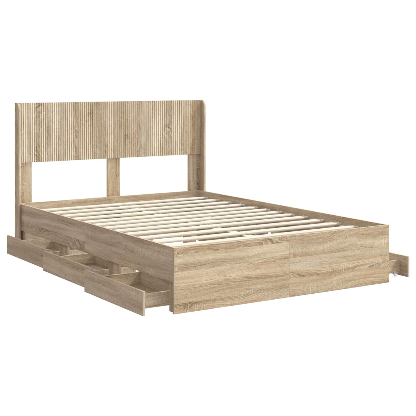 vidaXL Bed Frame with Storage and Headboard Sonoma Oak 140 x 200 cm