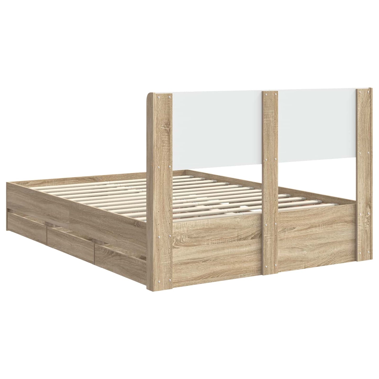 vidaXL Bed Frame with Storage and Headboard Sonoma Oak 140 x 200 cm