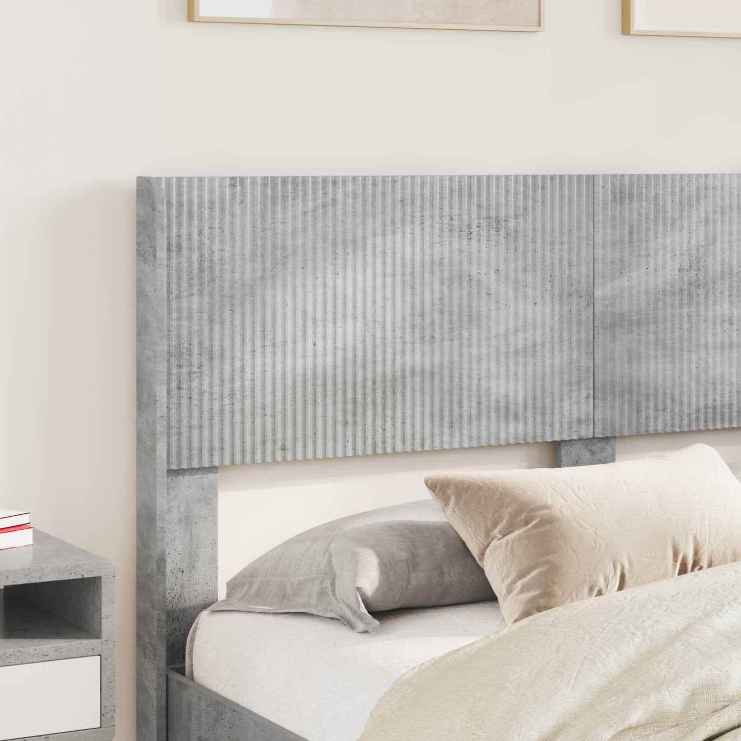 vidaXL Bed Frame with Storage and Headboard Concrete Grey 140 x 200 cm