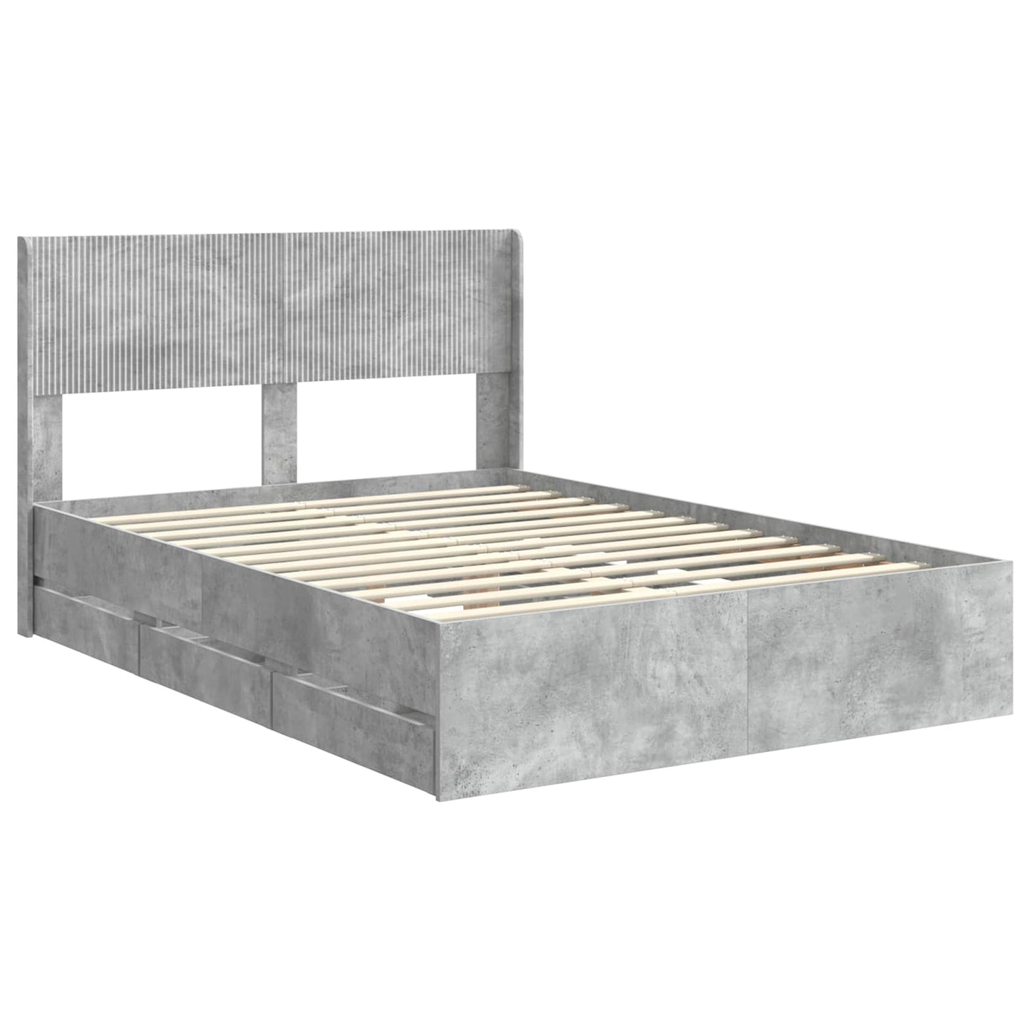 vidaXL Bed Frame with Storage and Headboard Concrete Grey 140 x 200 cm