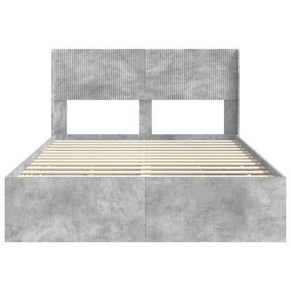 vidaXL Bed Frame with Storage and Headboard Concrete Grey 140 x 200 cm