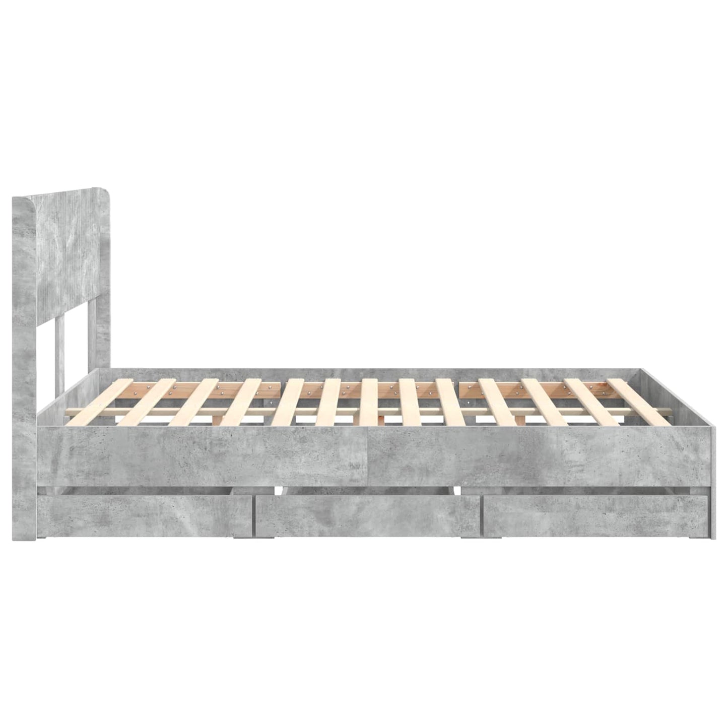 vidaXL Bed Frame with Storage and Headboard Concrete Grey 140 x 200 cm