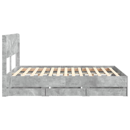 vidaXL Bed Frame with Storage and Headboard Concrete Grey 140 x 200 cm
