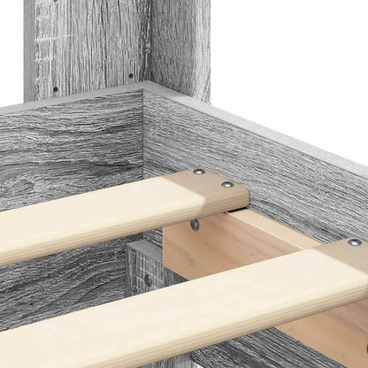 vidaXL Bed Frame with Storage and Headboard Grey Sonoma 140 x 200 cm