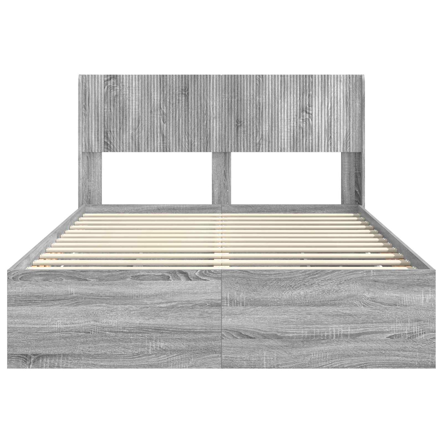 vidaXL Bed Frame with Storage and Headboard Grey Sonoma 140 x 200 cm