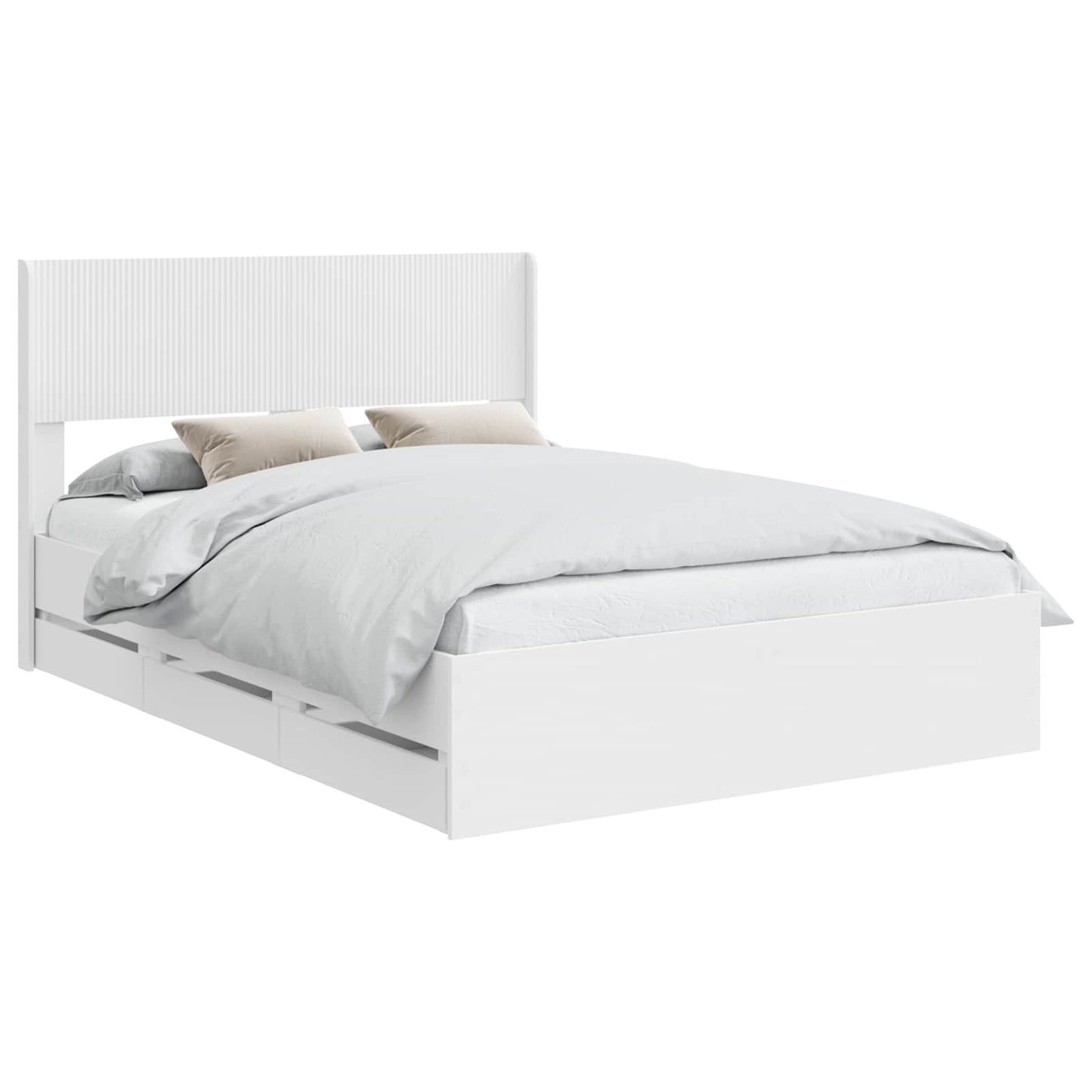 vidaXL Bed Frame with Storage and Headboard White 140 x 190 cm