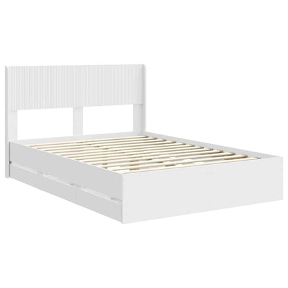 vidaXL Bed Frame with Storage and Headboard White 140 x 190 cm