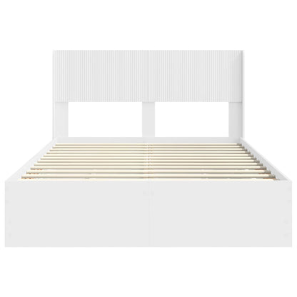 vidaXL Bed Frame with Storage and Headboard White 140 x 190 cm