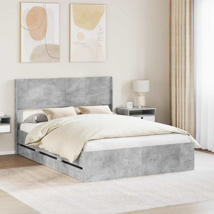 vidaXL Bed Frame with Storage and Headboard Concrete Grey 140 x 190 cm