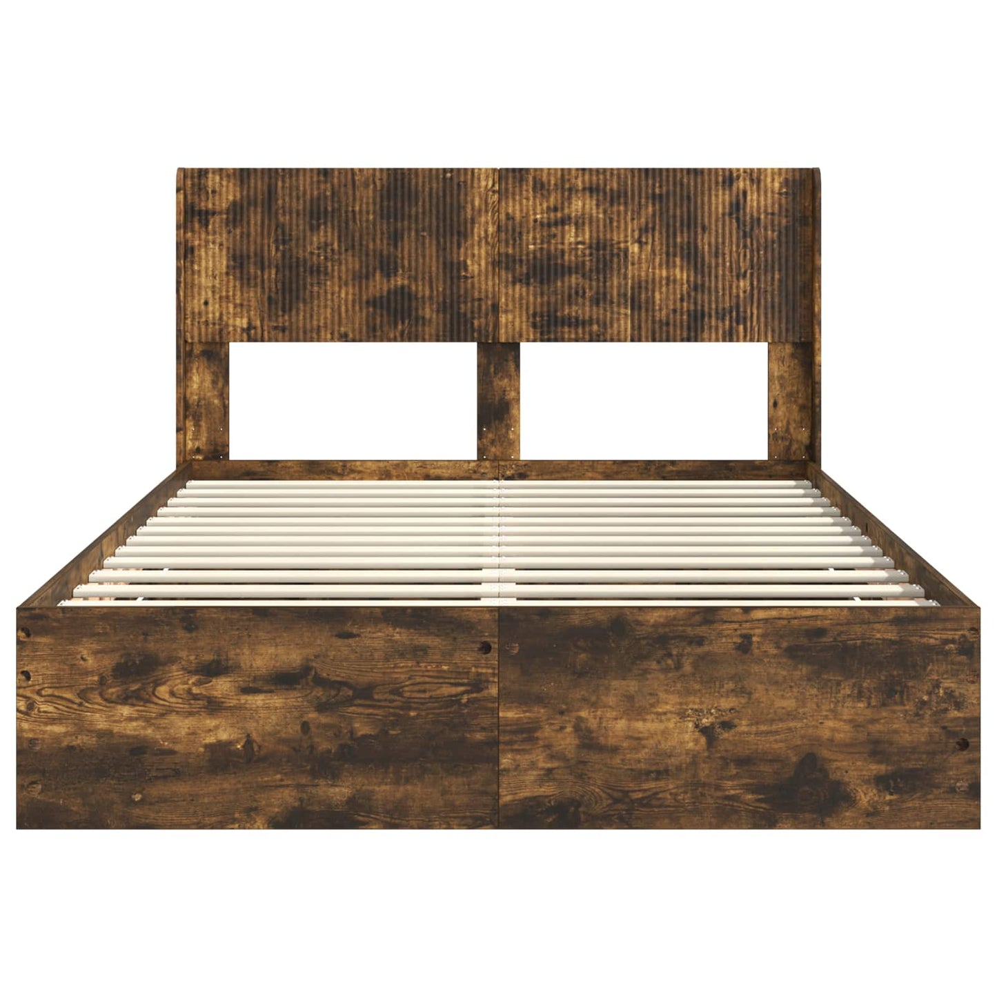 vidaXL Bed Frame with Storage and Headboard Smoked Oak 120 x 200 cm