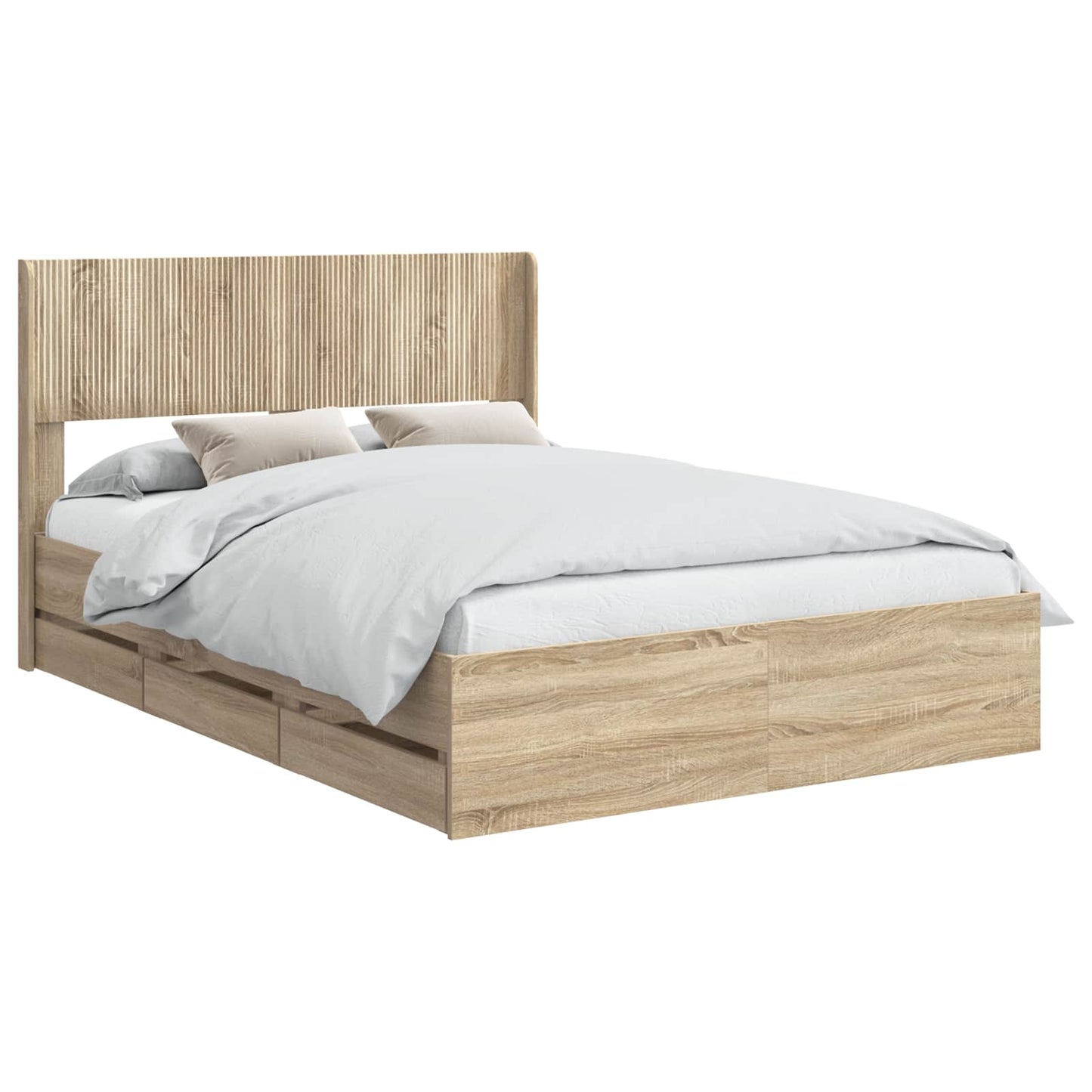 vidaXL Bed Frame with Storage and Headboard Sonoma Oak 120 x 190 cm