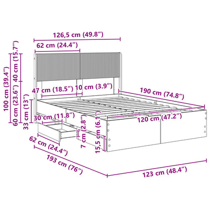 vidaXL Bed Frame with Storage and Headboard Sonoma Oak 120 x 190 cm