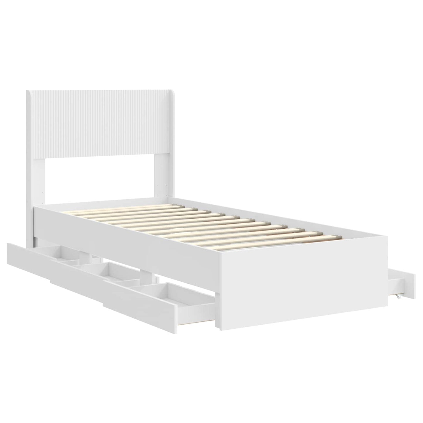 vidaXL Bed Frame with Storage and Headboard White 100 x 200 cm