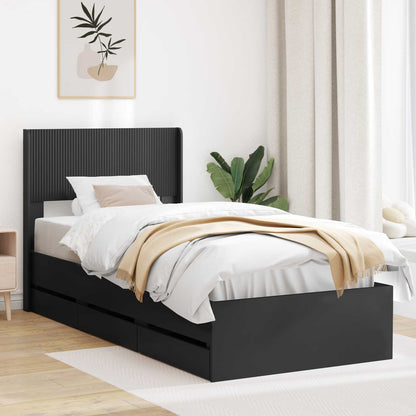 vidaXL Bed Frame with Storage and Headboard Black 100 x 200 cm