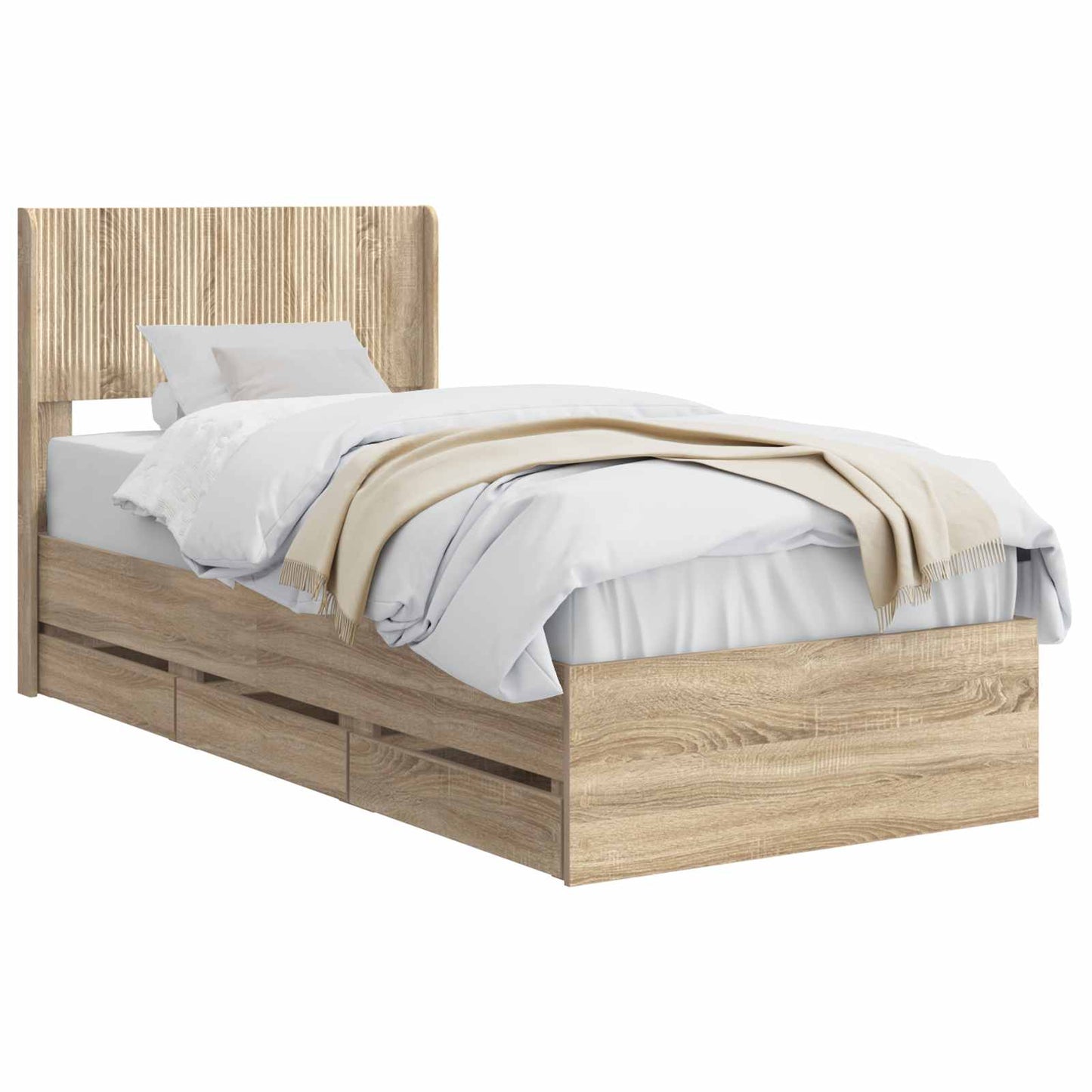 vidaXL Bed Frame with Storage and Headboard Sonoma Oak 100 x 200 cm