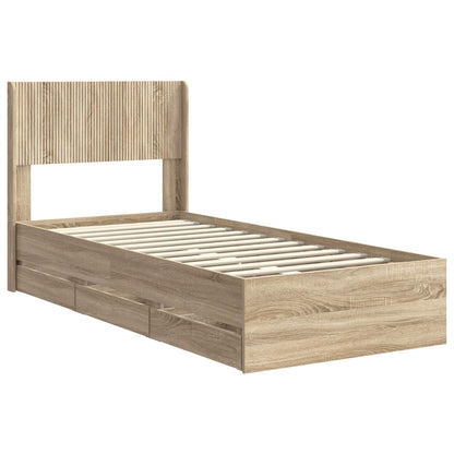vidaXL Bed Frame with Storage and Headboard Sonoma Oak 100 x 200 cm