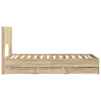 vidaXL Bed Frame with Storage and Headboard Sonoma Oak 100 x 200 cm