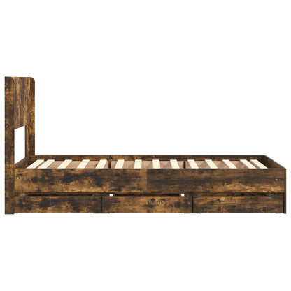 vidaXL Bed Frame with Storage and Headboard Smoked Oak 100 x 200 cm