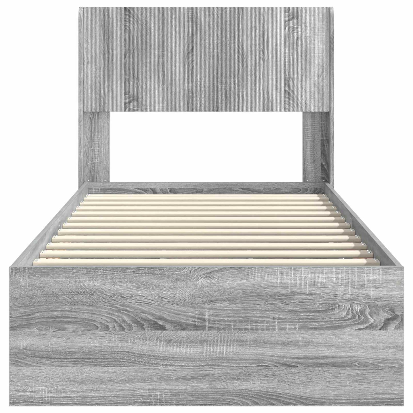 vidaXL Bed Frame with Storage and Headboard Grey Sonoma 100 x 200 cm