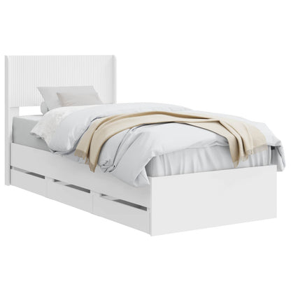 vidaXL Bed Frame with Storage and Headboard White 90 x 200 cm