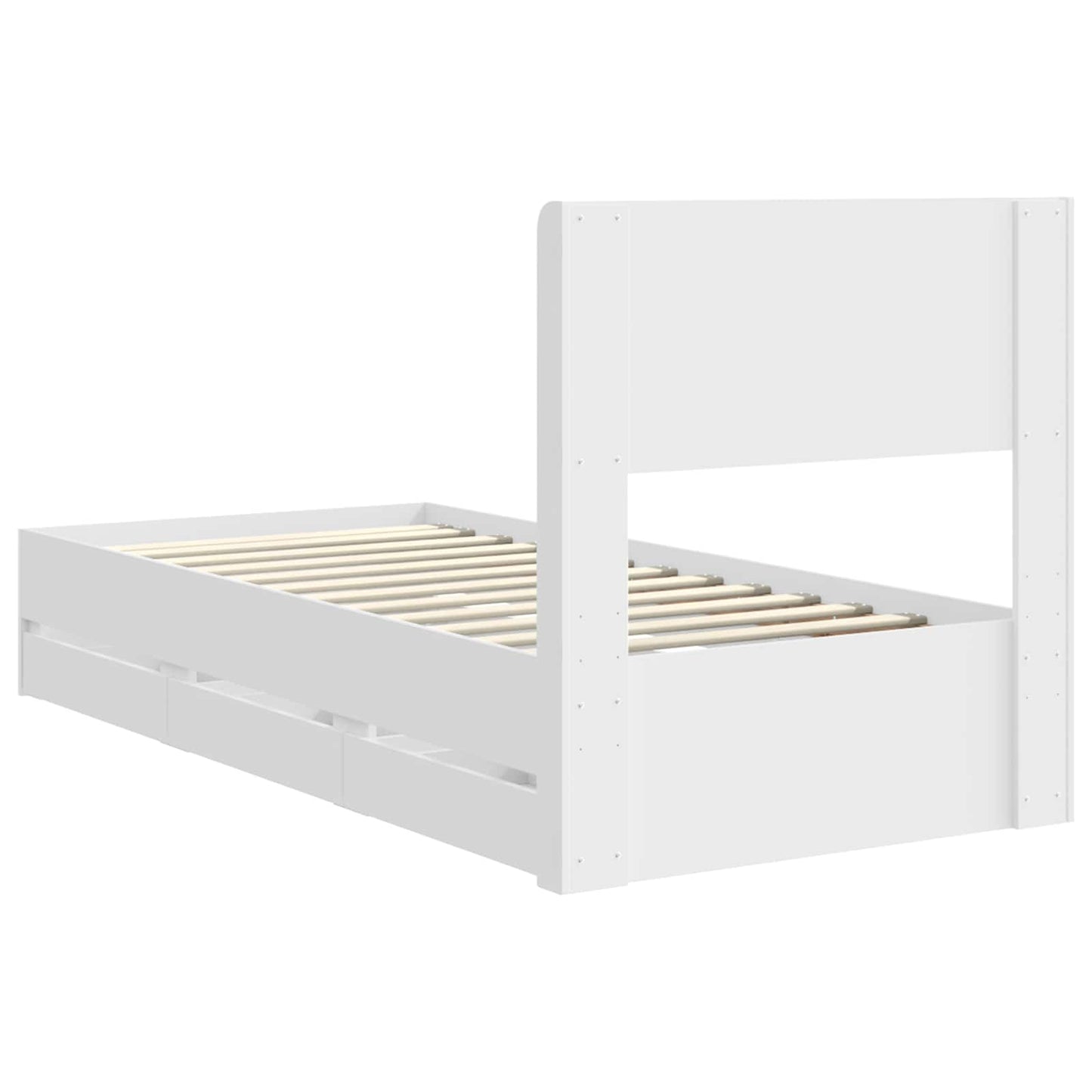 vidaXL Bed Frame with Storage and Headboard White 90 x 200 cm