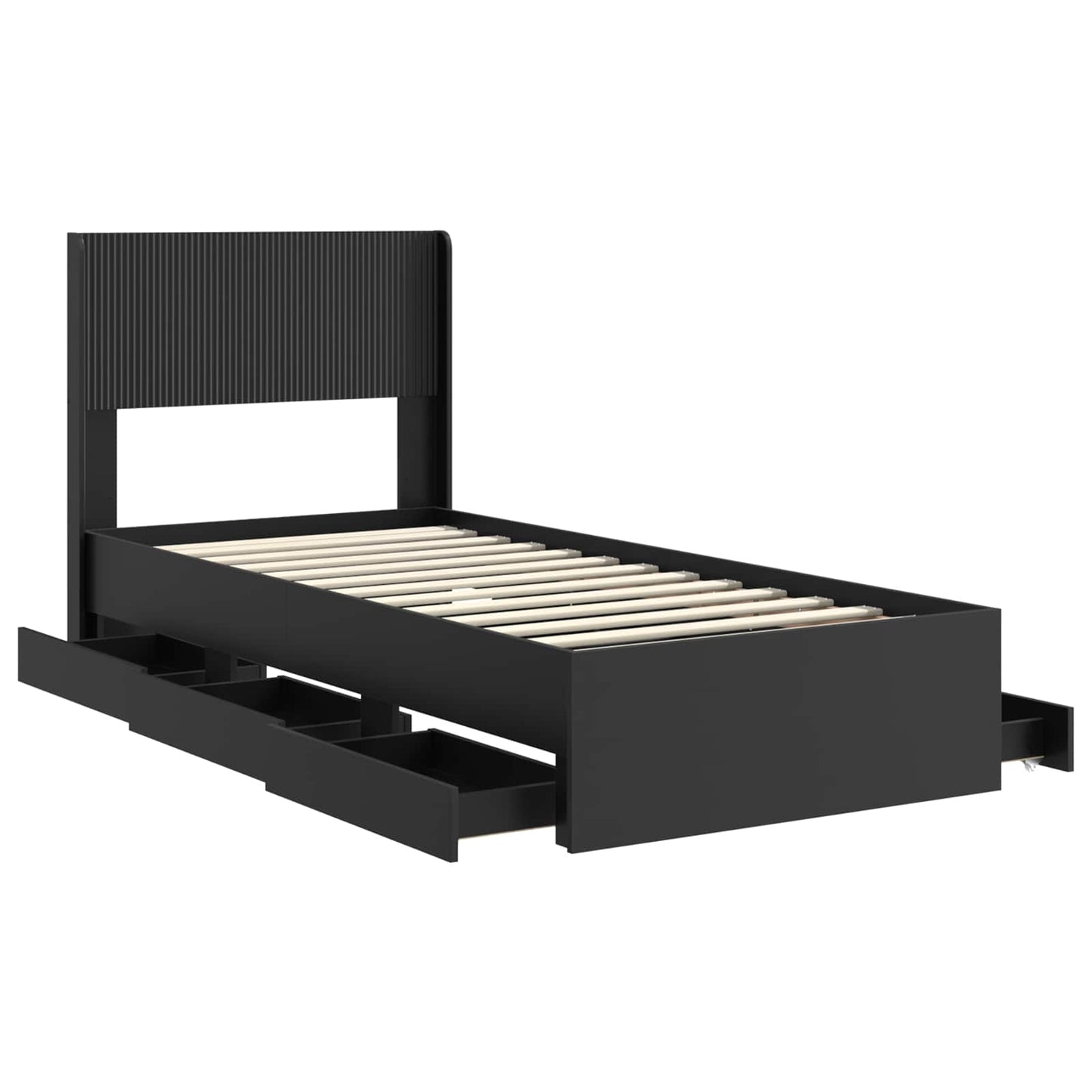 vidaXL Bed Frame with Storage and Headboard Black 90 x 200 cm