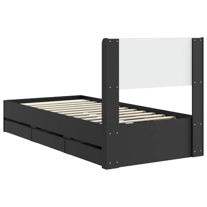 vidaXL Bed Frame with Storage and Headboard Black 90 x 200 cm