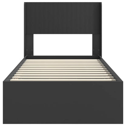 vidaXL Bed Frame with Storage and Headboard Black 90 x 200 cm