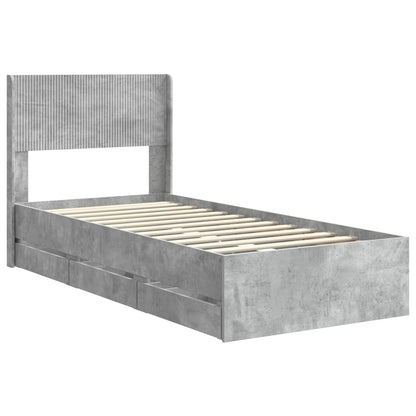 vidaXL Bed Frame with Storage and Headboard Concrete Grey 90 x 200 cm