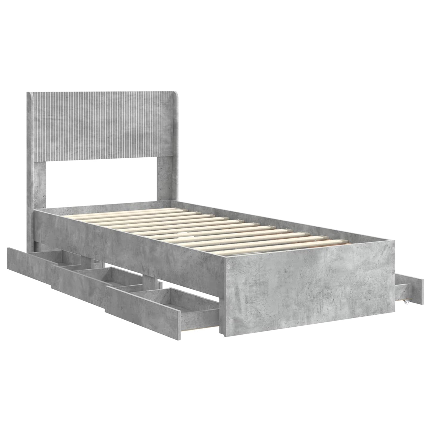vidaXL Bed Frame with Storage and Headboard Concrete Grey 90 x 200 cm