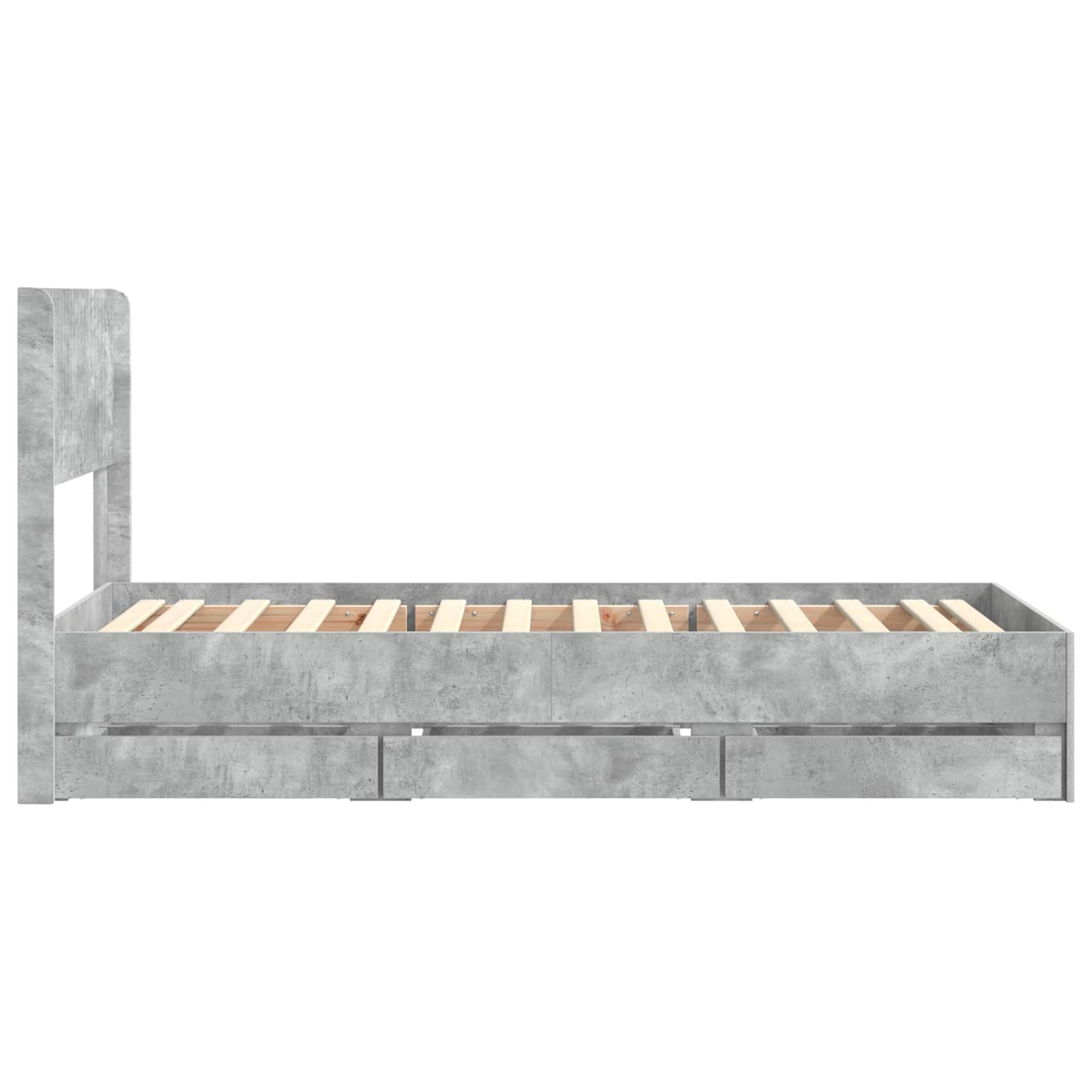 vidaXL Bed Frame with Storage and Headboard Concrete Grey 90 x 200 cm
