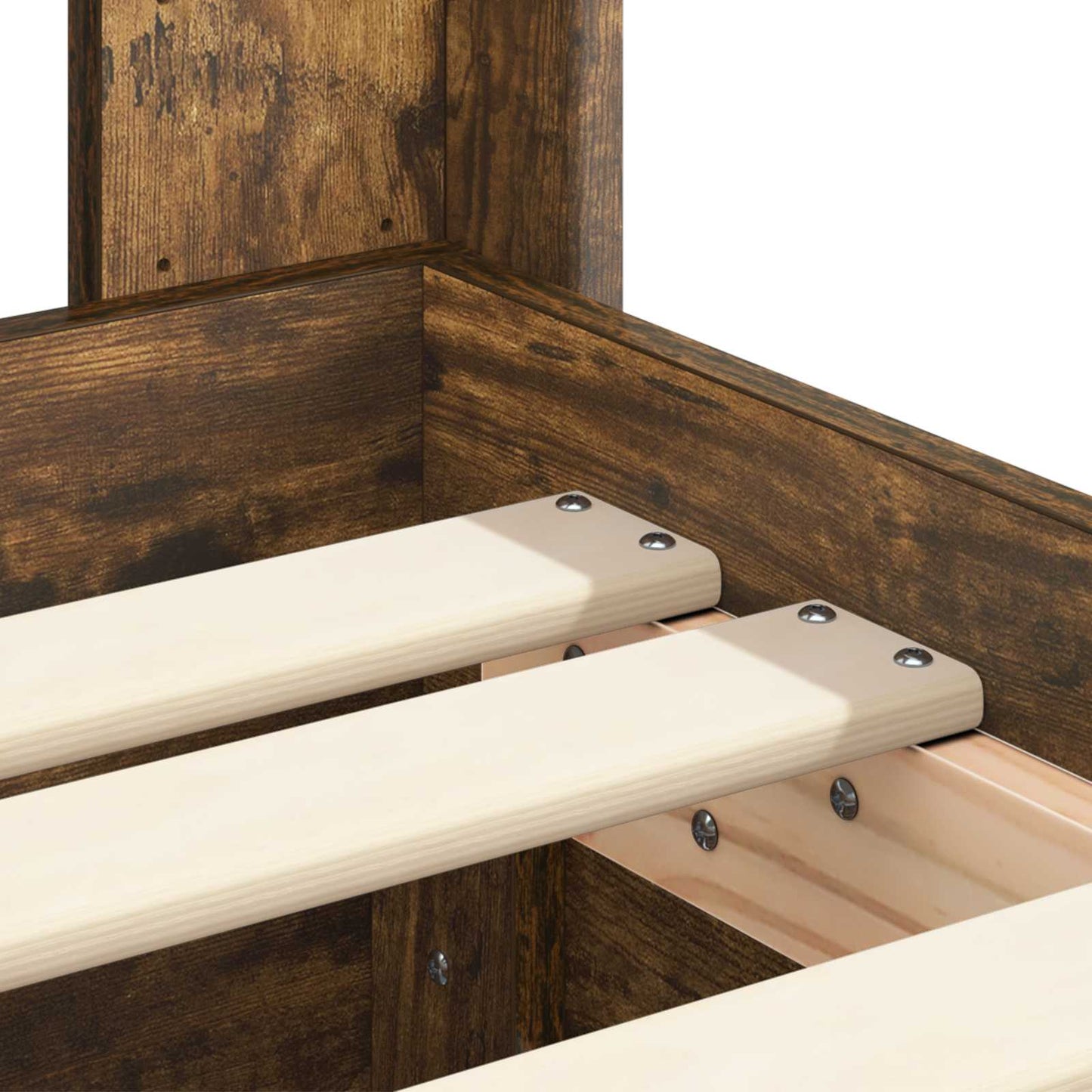 vidaXL Bed Frame with Storage and Headboard Smoked Oak 90 x 200 cm