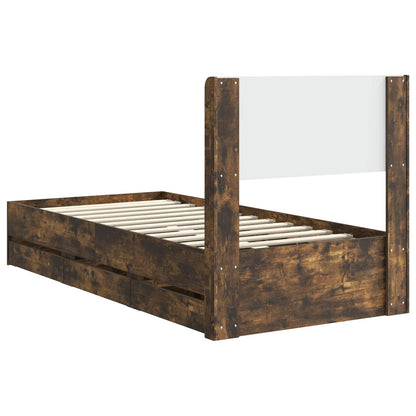 vidaXL Bed Frame with Storage and Headboard Smoked Oak 90 x 200 cm