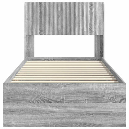 vidaXL Bed Frame with Storage and Headboard Grey Sonoma 90 x 200 cm