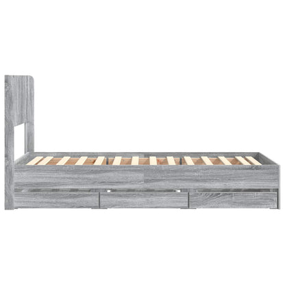 vidaXL Bed Frame with Storage and Headboard Grey Sonoma 90 x 200 cm