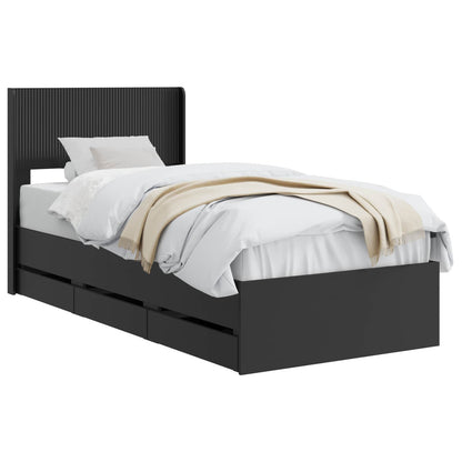 vidaXL Bed Frame with Storage and Headboard Black 90 x 190 cm