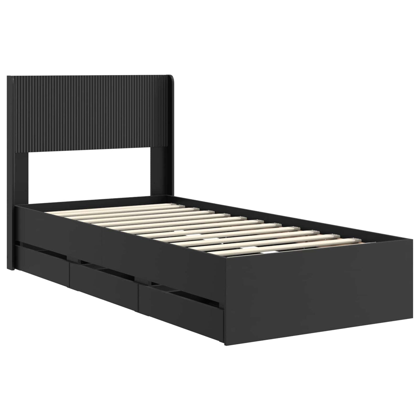 vidaXL Bed Frame with Storage and Headboard Black 90 x 190 cm