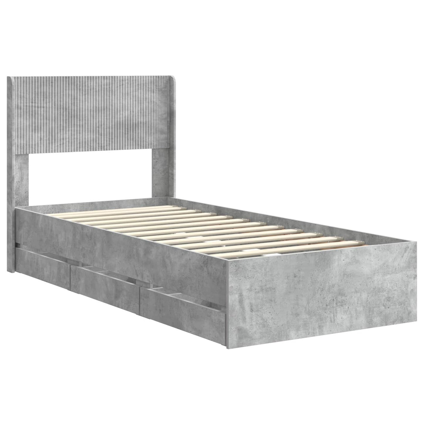 vidaXL Bed Frame with Storage and Headboard Concrete Grey 90 x 190 cm
