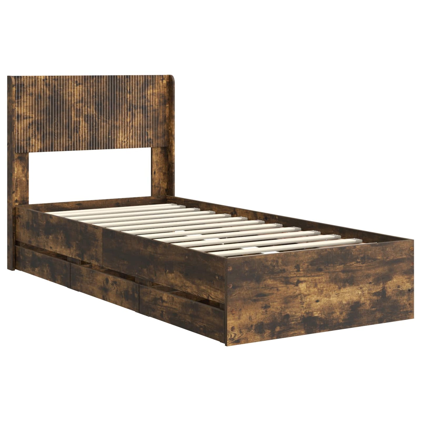 vidaXL Bed Frame with Storage and Headboard Smoked Oak 90 x 190 cm