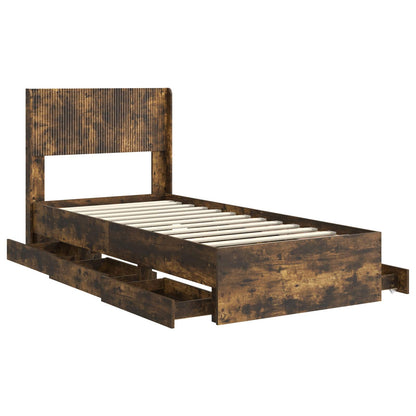 vidaXL Bed Frame with Storage and Headboard Smoked Oak 90 x 190 cm