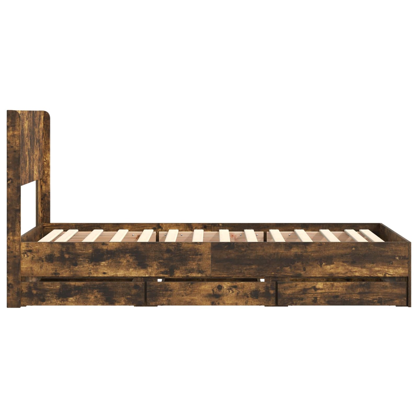 vidaXL Bed Frame with Storage and Headboard Smoked Oak 90 x 190 cm