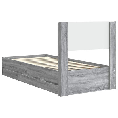 vidaXL Bed Frame with Storage and Headboard Grey Sonoma 90 x 190 cm